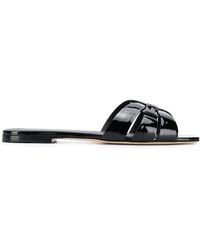 Saint Laurent - Nu Pieds Tribute de cuero sandalias planas - Lyst