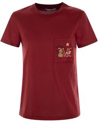 Max Mara - Nunzio T -shirt Met Korte Mouwen Met Zak En Borduurwerk - Lyst
