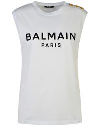 Balmain - Weißer Baumwoll -Tanktoper - Lyst