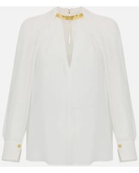 Elisabetta Franchi - Georgette Blouse With Jewel Detail - Lyst