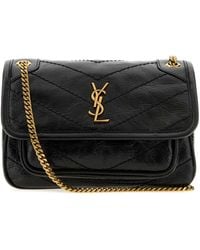 Saint Laurent - Black Leather Mini Niki Shoulder Bag - Lyst