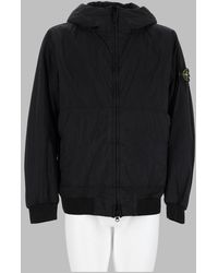 Stone Island - Giacca Bomber Con Patch Logo E Cappuccio - Lyst