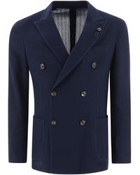 Lardini - Knitted Double Breasted Blazer - Lyst