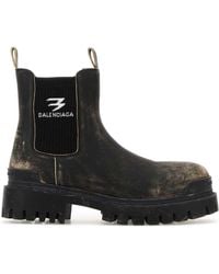 Balenciaga - Slate Leather Chelsea Strike Ankle Boots - Lyst