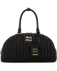 Miu Miu - Black Nappa Leather Arcadie Handbag - Lyst