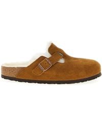 Birkenstock - Boston Sabot Met Bont Voering - Lyst