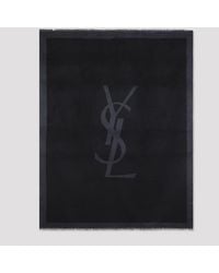 Saint Laurent - Schwarzer Seidenschal - Lyst