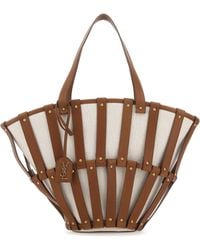 Saint Laurent - Two-Tone Canvas And Leather Medium Beatrix Shopping Bag - Lyst