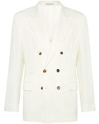 Brunello Cucinelli - Linen Blend Double-Breasted Jacket - Lyst