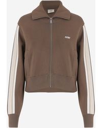 Autry - Viscose Blend Sweatshirt With Zipper And Side Stripes - Lyst