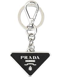 Prada - Saffiano And Metal Key Ring - Lyst