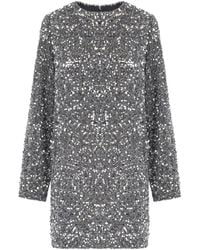 Elisabetta Franchi - Steel Mini Dress With Sequins - Lyst