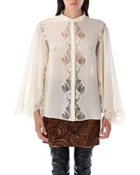Chloé - Fluid Silk Lace Blouse - Lyst