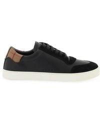 Burberry - Leather, Suede And Vintage Check Cotton Sneakers - Lyst