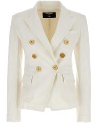 Balmain - Blazer Cruzado De Denim - Lyst