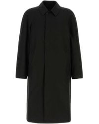 Prada - Black Cotton Overcoat - Lyst