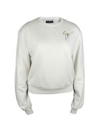 Giuseppe Zanotti - Rhinestone Embroidered Cotton Sweatshirt - Lyst