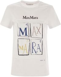 Max Mara - Colibri T-shirt en coton avec imprimé avant - Lyst