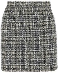 Alessandra Rich - Embroidered Tweed Mini Skirt - Lyst