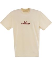 C.P. Company - Natural Jersey T -shirt Met Logo - Lyst