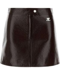 Courreges - Chocolate Vinyl Mini Skirt - Lyst