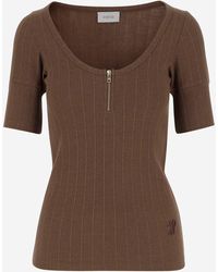 Patou - Baumwollmischung Strick -T -Shirt mit Logo - Lyst