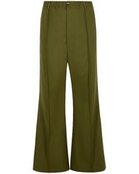 Marni - Pantalones de lana de Virgin Green con pliegues cosidos - Lyst