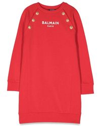 Balmain - Ml Sweatshirt Dress Logo And Buttons - Lyst