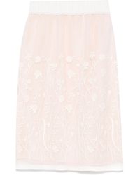 P.A.R.O.S.H. - Sorgente Floral-Embroidered Midi Skirt - Lyst