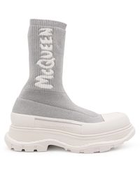 Alexander McQueen - Sock-style Logo-print Boots - Lyst