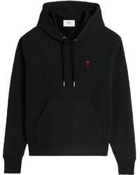 Ami Paris - Ami De Coeur Kapuzenpullover Aus Schwarzer Bio-Baumwolle - Lyst