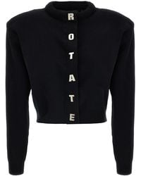 ROTATE BIRGER CHRISTENSEN - Cotton Crew Neck Cropped Cardigan For - Lyst