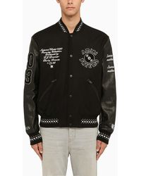 Amiri - Black Wool Bomber Jacket With Patches - Lyst