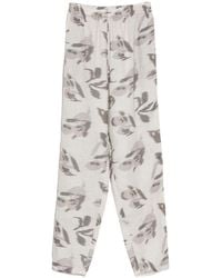 Emporio Armani - Printed Linen Trousers - Lyst