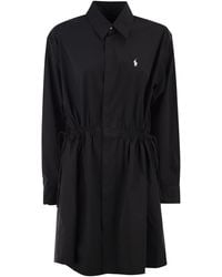 Polo Ralph Lauren - Cotton Shirt Dress With Drawstring Waist - Lyst