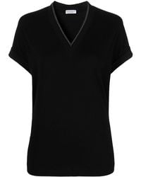 Brunello Cucinelli - Katoenen T-shirt Met V-hals - Lyst