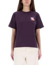 CASABLANCA - Cropped Dragonfly Floral T-Shirt With Logo Detail - Lyst