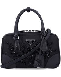 Prada - Embroidered Detailing Mini Bag - Lyst