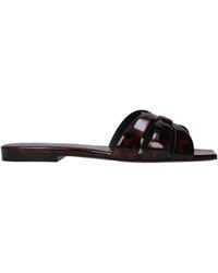 Saint Laurent - Tribute Slides And Clogs/Natural Patent Leather - Lyst
