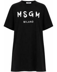 MSGM - Abito Con Logo Pennellato - Lyst