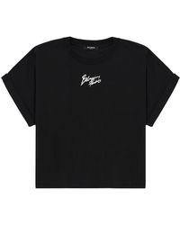 Balmain - Cropped T-Shirt With Logo - Lyst