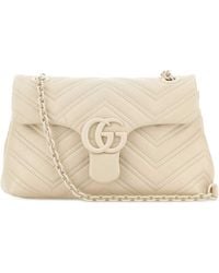 Gucci - Ivory Nappa Leather Small GG Marmont Shoulder Bag - Lyst