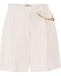 Elisabetta Franchi - Gabardine Shorts With Jewelled Logo - Lyst