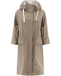Brunello Cucinelli - Waterbestendige Taft Tafta Hooded Outerwear Jacket Met Monili - Lyst