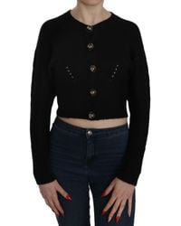 Femme Vêtements Sweats et pull overs Cardigans Cardigan crop à col v Cachemire Dolce & Gabbana en coloris Noir 