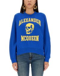 McQueen - Varsity Skull Logo Sweatshirt, Long Sleeves, , 100% Cotton - Lyst