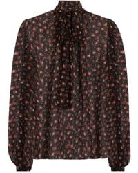Dolce & Gabbana - Small Rose-Print Chiffon Top - Lyst