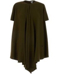 Loewe - Khaki Stretch Cady Mini Dress - Lyst