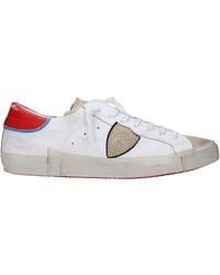 Philippe Model - Sneakers Prsx Uomo Pelle Bianco/Rosso - Lyst