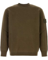 Stone Island - Crew Neck Cotton Blend Knit Sweater - Lyst